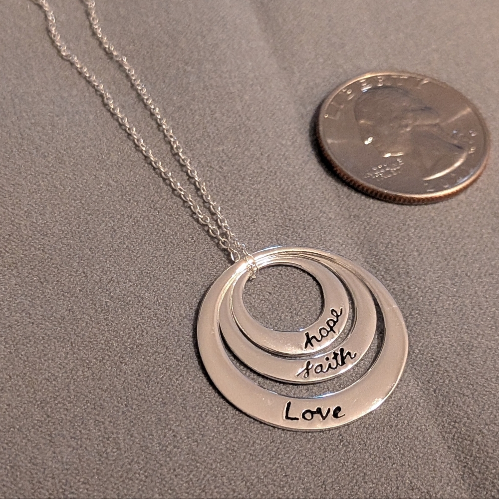Silver Faith Hope Love Pendant Necklace
